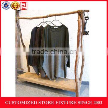 Custom idea wood display rack for hanging clothes