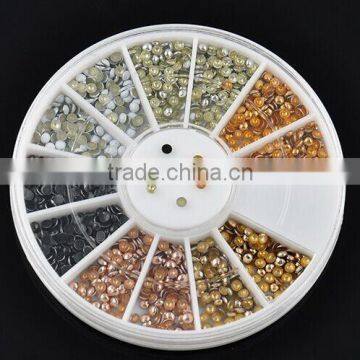 hot selling 3D 6 colors 2mm electroplate half-round UV gel nail art sticker