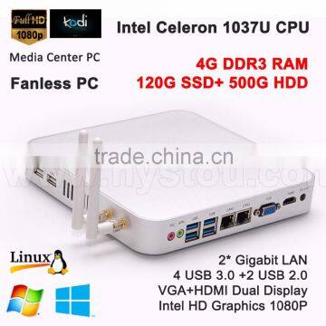 Best Desktop Computer Intel Celeron 1037U HTPC 1.8G Dual-core Four Threads 2M Cache1080P HTPC 4*USB3.0 2*USB2.0 2*LAN photo-5