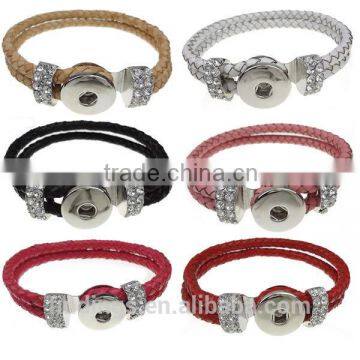 CJ2035 Hot selling real leather snap bracelets,braided leather id bracelet,custom braided leather bracelets