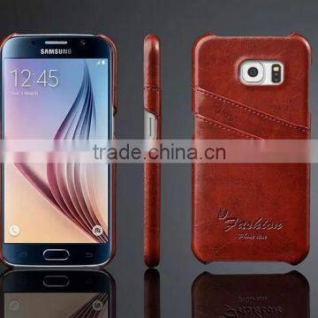 Card Holder Genuine Wax Matt Leather Back Cover For Samsung Galaxy S6 photo-2