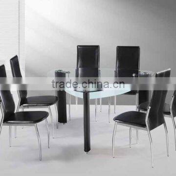 Triangle design Glass Top metal dining table set