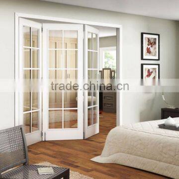 White Double Clear Glass Soundproof Accordion Doors