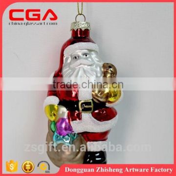 Chinese manufacturer small hanging glass santa claus, glass dolls for christmas tree decoration wholesale