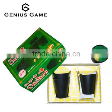 Custom 4pcs leather dice cup &12pcs dice set