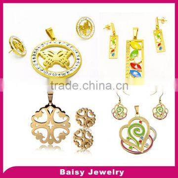 China factory wholesale fashion women stainless steel jewelry set necklace