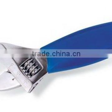 Blue PVC Handle Adjustable Wrench with Scale Carbon Steel