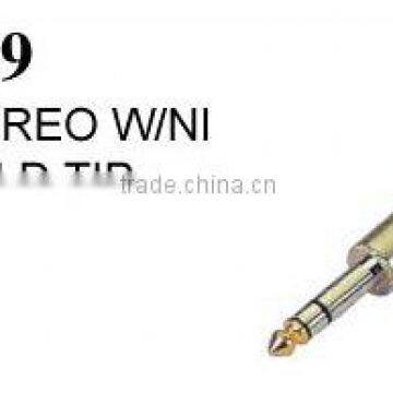 6.35MM STEREO CONNECTOR W/NI FINISH GOLD TIP