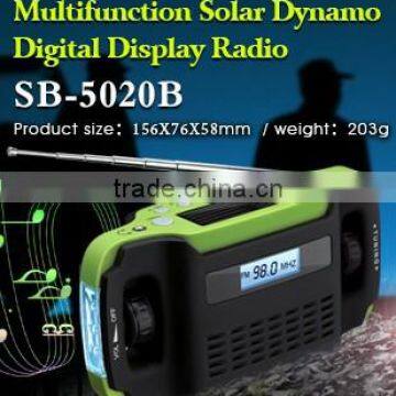 SORBO Hot Selling Hand Crank Dynamo Rechargeable Solar Radio LED Torch Light With USB Phone Charger