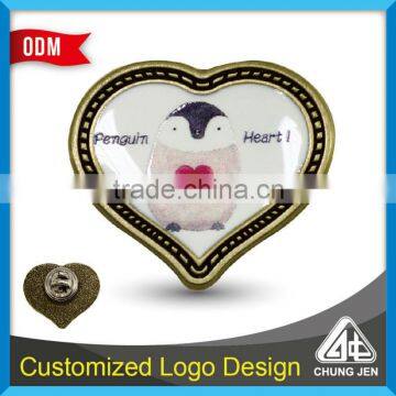 Custom Design Heart Shape Metal Pin Badges With Printed photo-6