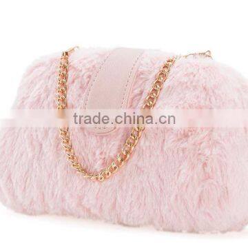 Soft feeling pink lint shoulder bag SGS fabric Gold supplier