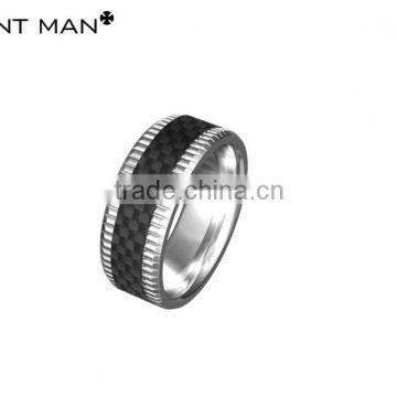 Fashion 8mm Titanium Rings with high Polish Wedding Engagement Band for Men carbon fiber titanium ring band