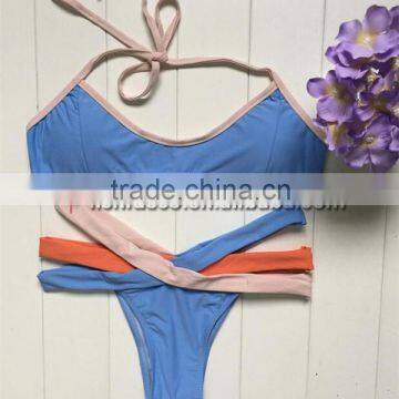 2016 Fashion Neck Halter bikini girls swimwear