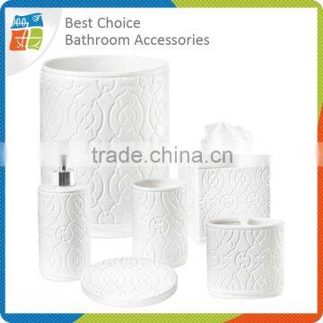 Solid Embossed Ceramic Bathroom Accessory Set photo-2
