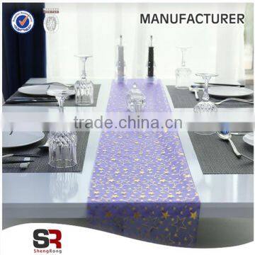 China Factory Wholesale Gold Star Purple Textile Table Runner Fabric