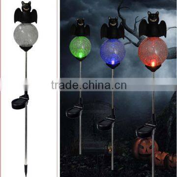 Bat with glass ball solar stake light ornament
