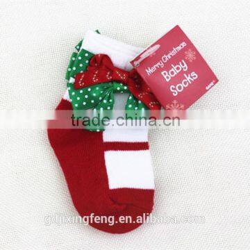 Customized Happy Cute Christmas Baby Socks With Bowknot for Holiday Made of Cotton photo-5