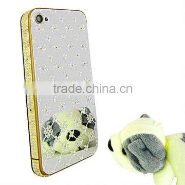 New Metal Diamond Battery Cover Plum Flower Desigin for iPhone 4 Silver Color