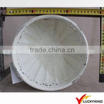 French Distressed White Finish Metal Urn Pot Planter photo-3