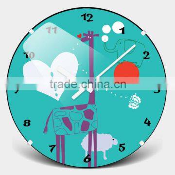 promotional plastic and glass cartoon picture children clock