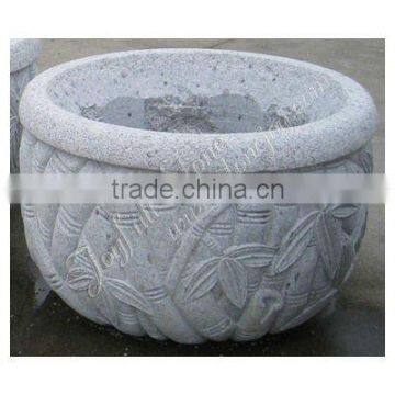 Street Round Granite Planters, Stone Flowerpots