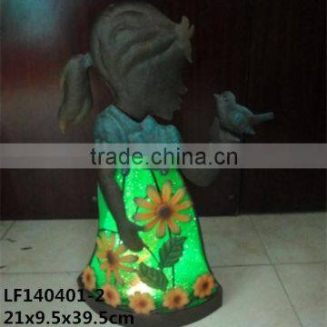 Iron solar little girl led light
