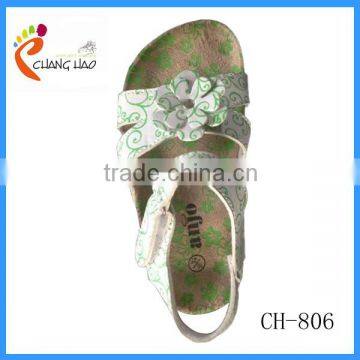 2014 Beautiful Flower PU Girls Flat Slippers