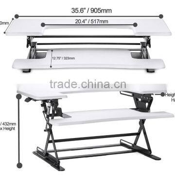 Preassembled Height Adjustable Desk Sit / Stand Elevating Desktop - White