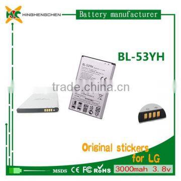 BL-53YH original li-ion 3.8v battery for LG G3 D855/D858/D859