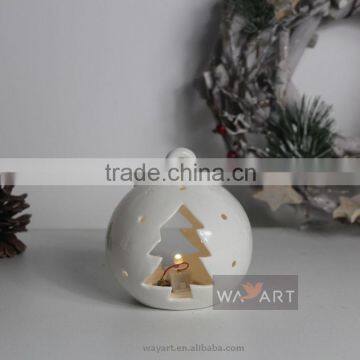 Electric Light Christmas Tree Carving Ceramic Snowball