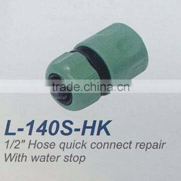 High quality Taiwan made plastic sprinkler water stop 1/2" hose quick repair connector