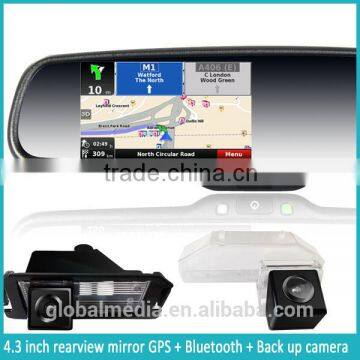 High brightness GERMID car gps navigation rearview Mirror with bluetooth/FM/Phone book/Back-up dispaly