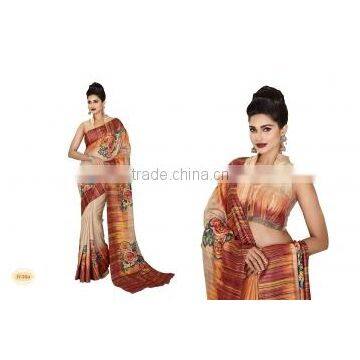 Impressive Cream Bhagalpuri Silk Saree/best designer sarees online shopping