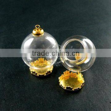 20mm ball 12mm open raw brass bail glass vial pendant wish bottle bulb dome charm DIY supplies 1850184