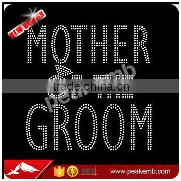 Mother of Groom Bride Iron-on Rhinestone Sequin Transfer for Wedding Party