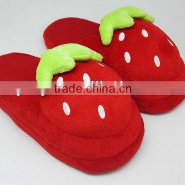 Fluffy Stuffed strawberry plush toy,plush funny bedroom slippers,slippers home warm