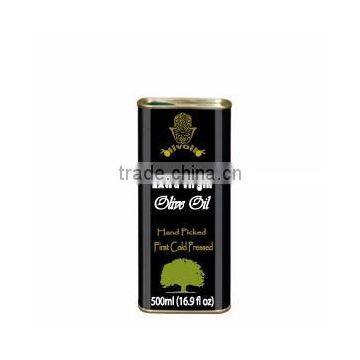 Premium Quality Extra Virgin Olive Oil. Pure Natural Olive Oil with ISO9001 Certification. 500 ml metallic Tin