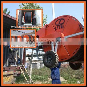Mobile hose reel irrigation system, sprinkler irrigation system