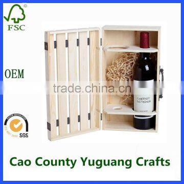 2 Bottle Wooden Wine Boxes Handmade Natural Pine Wood Wine Travel Storage Box photo-3