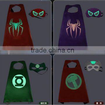 Wholesale 70cm Glow in Dark Kids Superhero Cape and Masks