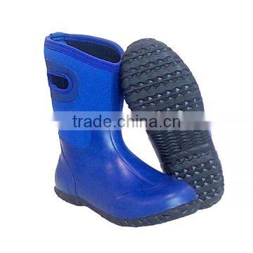 Ladies Bright Blue Neoprene Rubber Rain Boots