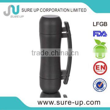 Double wall s/s black vacuum flask with two cups.sport flask,travel flask