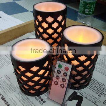 led flameless candles led carved flameless flickering real wax candles with remote control LED remote wax candles