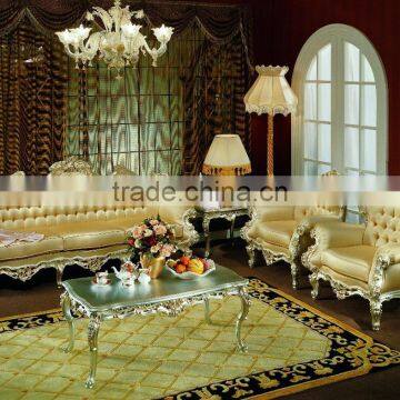 Luxury Decorated Living Room Wooden Sofa Set Covered by Lint in Black Color photo-5