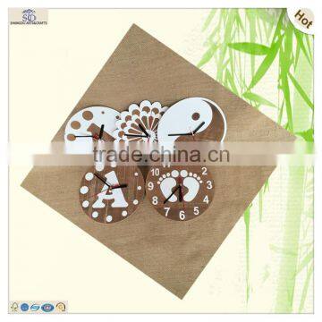 Home Decorating Round Printed Painted Mdf Wood Clock