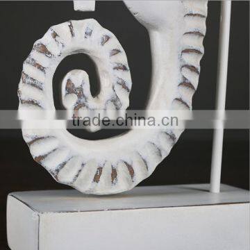 European Vintage Pure White Resin Sea Horse Statue photo-5