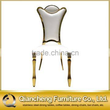 Classical White High Back Wedding Chair With Golden Stainless Steel photo-4