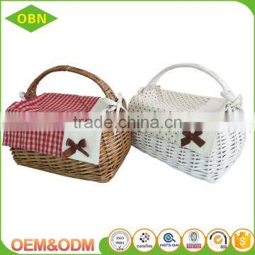 New Arrival Empty Wicker Hamper Hanging Basket White Wicker Basket Picnic Wicker Food Basket for Sale photo-2