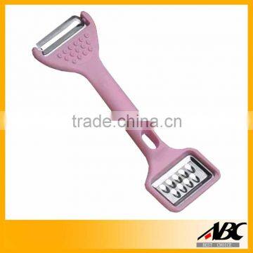 Pink Color Stainless Steel 2 In 1 Serrated Vegetable Peeler