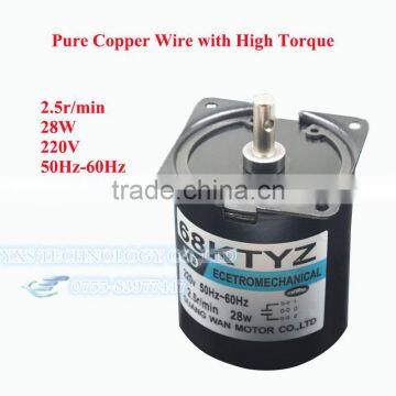 68KTYZ 28W AC 220V Permanent Magnet Synchronous Gear Motor 2.5RPM